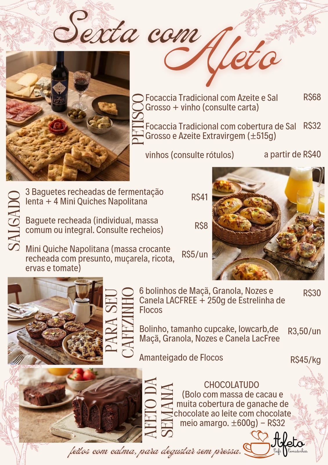 Cardápio da semana — Afeto Café e Comidinhas